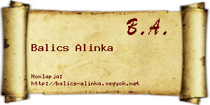Balics Alinka névjegykártya